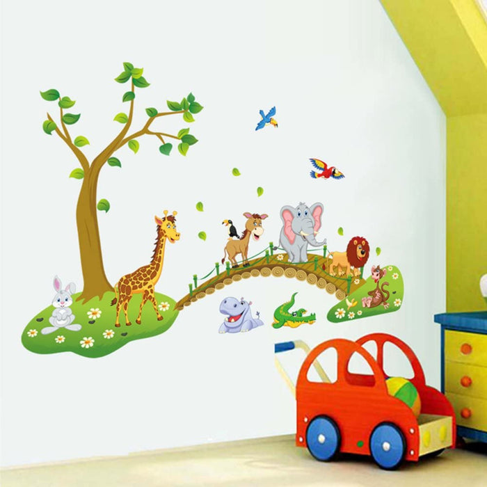 Wandtattoo Dschungel Tiere Baum Wandsticker Elefant Giraffe Löwe Wandaufkleber Kinderzimmer Babyzimmer Schlafzimmer Wanddeko