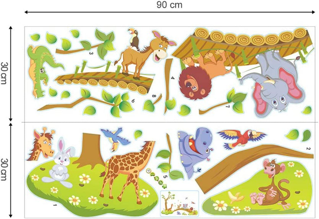 Wandtattoo Dschungel Tiere Baum Wandsticker Elefant Giraffe Löwe Wandaufkleber Kinderzimmer Babyzimmer Schlafzimmer Wanddeko