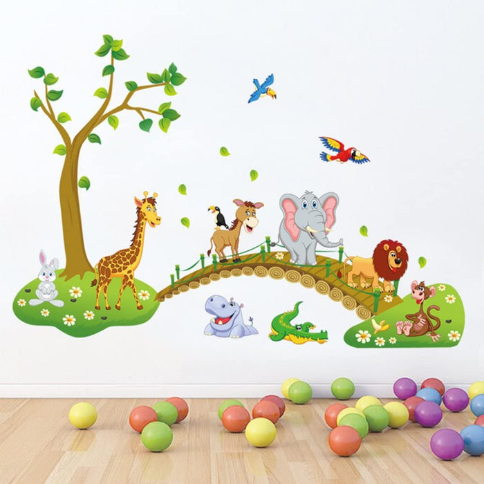 Wandtattoo Dschungel Tiere Baum Wandsticker Elefant Giraffe Löwe Wandaufkleber Kinderzimmer Babyzimmer Schlafzimmer Wanddeko