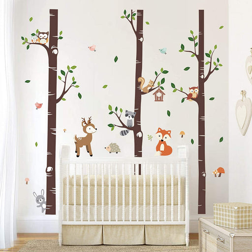 Wandtattoo Groß Birke Wandsticker Bäume Wald Tier Hirsch Wandaufkleber Babyzimmer Kinderzimmer Schlafzimmer Wanddeko 