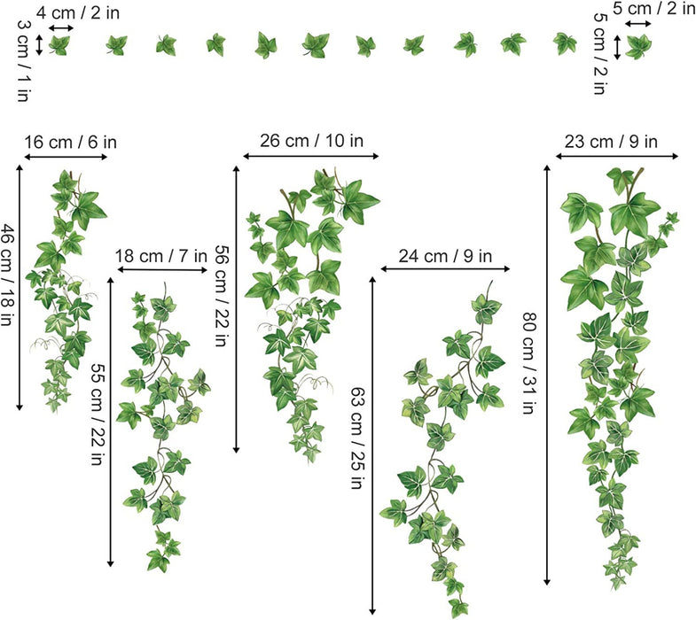 Wandtattoo Hängende Rebe Wandaufkleber Grün Efeu Blätter Wandsticker Schlafzimmer Wohnzimmer Sofa Hintergrund Wanddeko