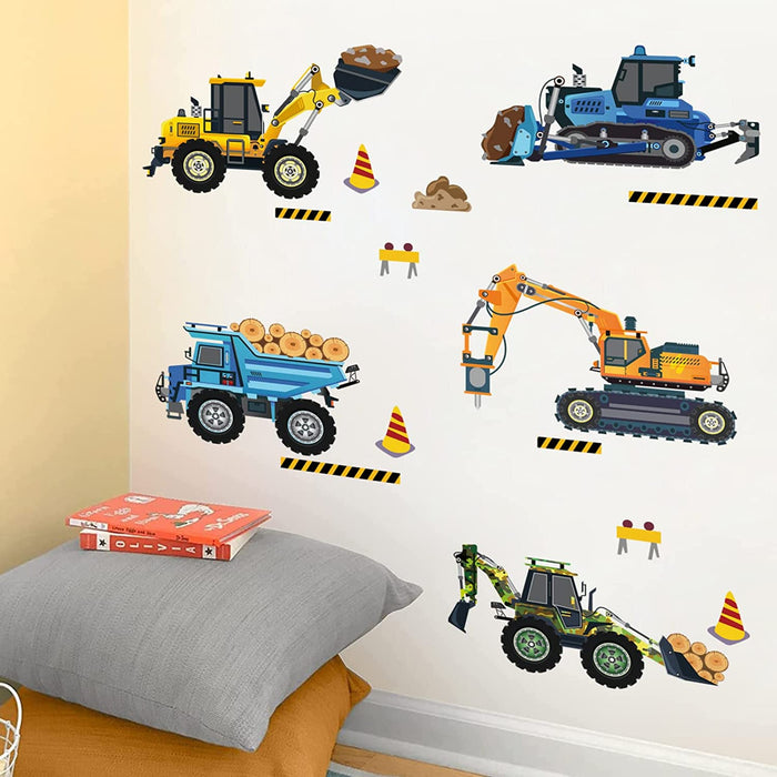 Wandtattoo Kinderzimmer Baufahrzeug Baustelle Wandaufkleber Konstruktion Traktor Bagger Wandsticker Babyzimmer Junge Schlafzimmer Wanddeko