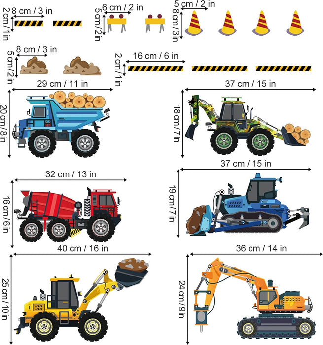 Wandtattoo Kinderzimmer Baufahrzeug Baustelle Wandaufkleber Konstruktion Traktor Bagger Wandsticker Babyzimmer Junge Schlafzimmer Wanddeko