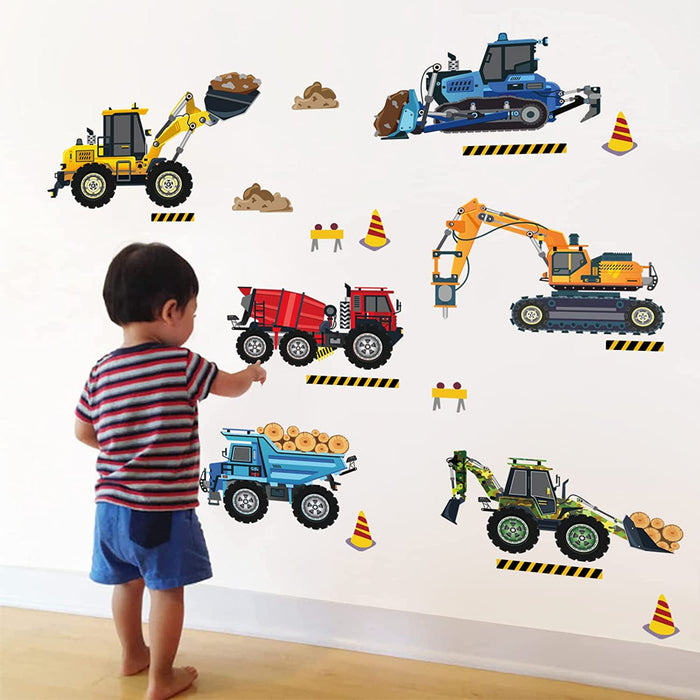 Wandtattoo Kinderzimmer Baufahrzeug Baustelle Wandaufkleber Konstruktion Traktor Bagger Wandsticker Babyzimmer Junge Schlafzimmer Wanddeko