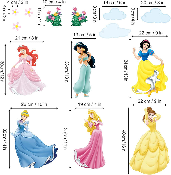 Wandtattoo Prinzessin Kinderzimmer Mädchen Wandsticker Wandaufkleber Entfernbarer Wanddekoration für Babyzimmer Wohnzimmer Schlafzimmer