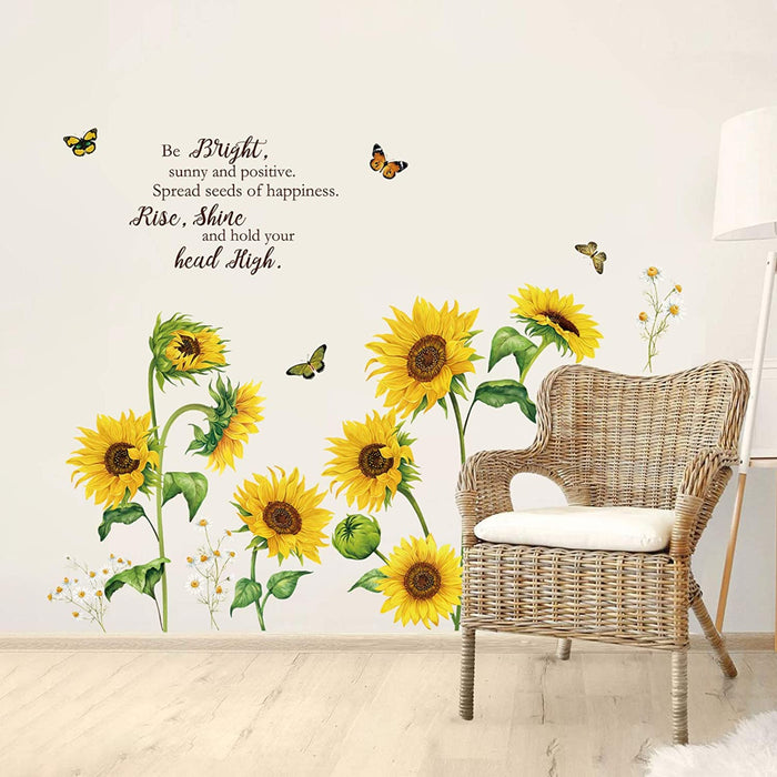 Wandtattoo Sonnenblume Schmetterling Wandsticker Garten Blumen Wandaufkleber Schlafzimmer Wohnzimmer Fenster Wanddeko