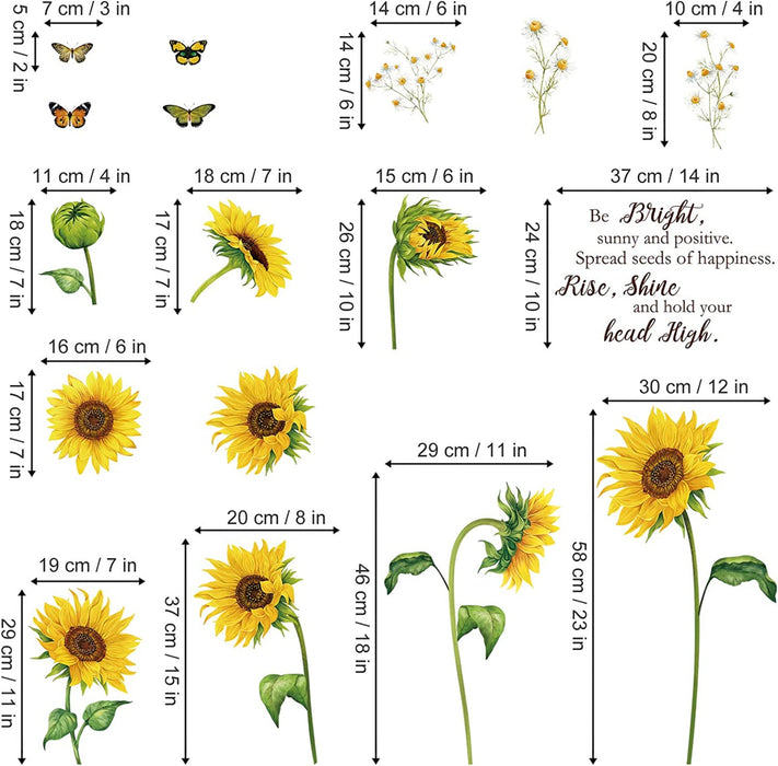 Wandtattoo Sonnenblume Schmetterling Wandsticker Garten Blumen Wandaufkleber Schlafzimmer Wohnzimmer Fenster Wanddeko