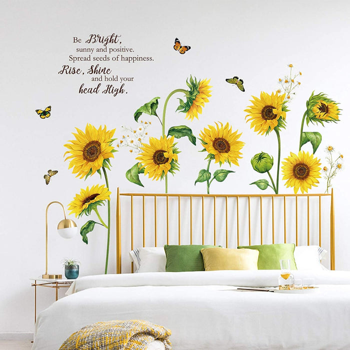 Wandtattoo Sonnenblume Schmetterling Wandsticker Garten Blumen Wandaufkleber Schlafzimmer Wohnzimmer Fenster Wanddeko