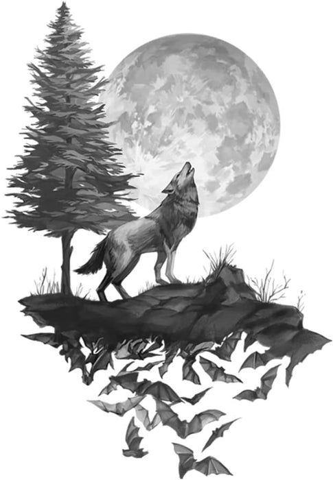 Wandtattoo Wolf Wandsticker Vollmond Wandaufkleber Kinderzimmer Wohnzimmer Schlafzimmer