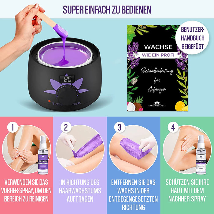 Waxing Set Wachswärmer set - Warm Wax Set wachsmaschine enthaarung set - Waxing Maschine für Wachs Haarentfernung Perlen - Wax Maschine Set