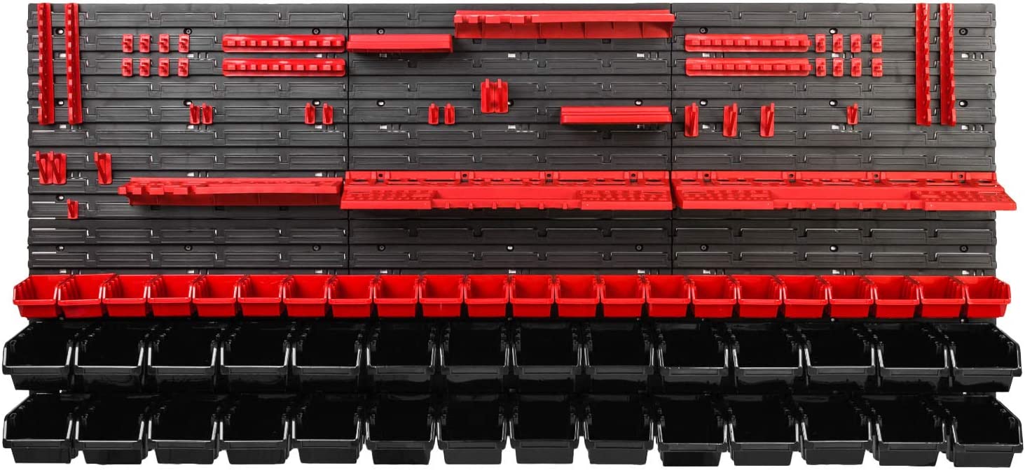 Werkstattregal Wandregal | 1728 x 780 mm | Lagersystem mit Werkzeughalterungen und Stapelboxen - Wandplatten Extra Starke Werkstattregal Schüttenregal