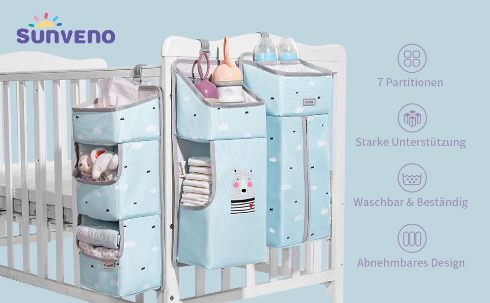 Windel Lagerung für Kinderzimmer Babybett Lagerung Windeln hängenden Korb Wickeltisch-Organizer für Windeln und Wickelzubehör Baby-Windel-Organizer