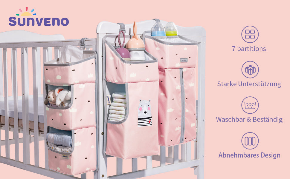 Windel Lagerung für Kinderzimmer Babybett Lagerung Windeln hängenden Korb Wickeltisch-Organizer für Windeln und Wickelzubehör Baby-Windel-Organizer 