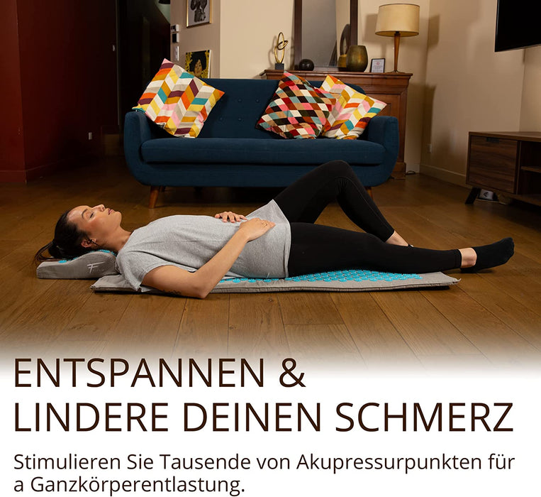 XL Akupressurmatte mit Kissen - Massage - lindert Rücken und Nackenschmerzen - Ischias - Entspannung und reduziert Schlaflosigkeit