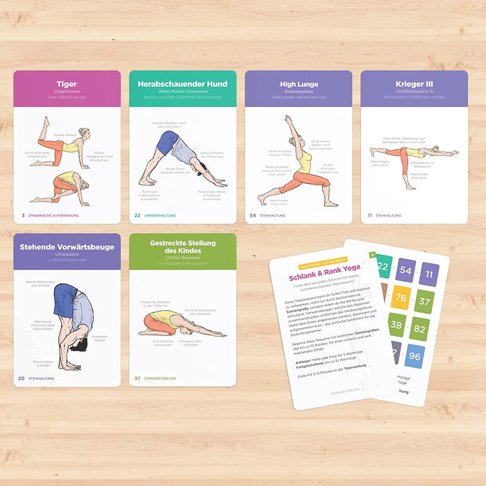 Yoga Karten I & II - Komplettset: Professionelles Lernen, Klassensequenzierung und Übungshandbuch - Plastik Yoga Karten Kinder / Eltern mit Sanskrit