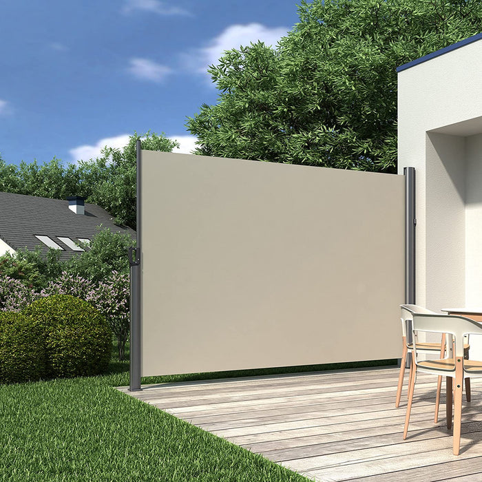 Seitenmarkise, ausziehbar, 180 x 300 cm, Sichtschutz, Sonnenschutz, Blickdicht, Seitenrollo, für Balkon, Terrasse, Garten, beige