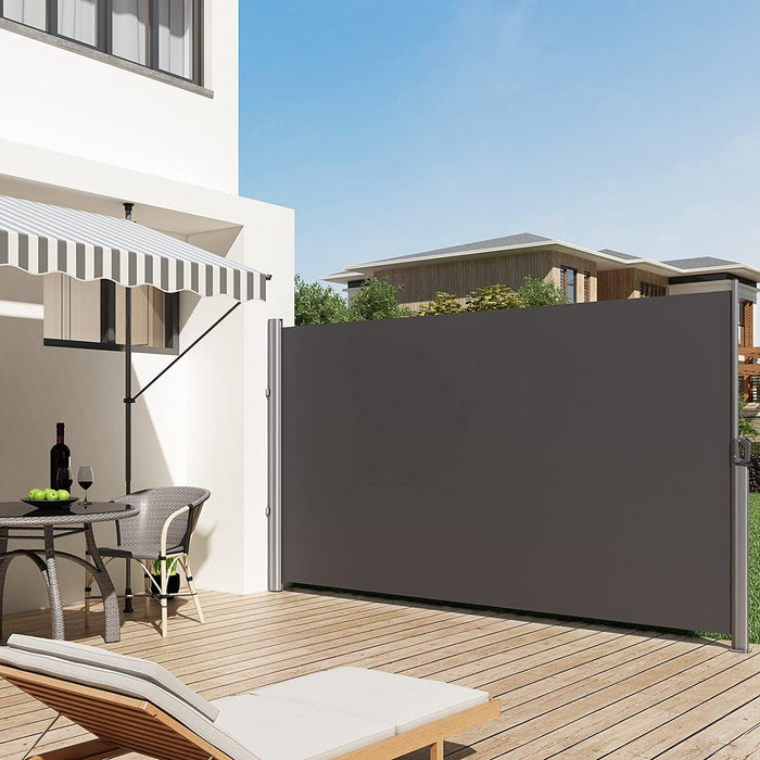 Seitenmarkise, ausziehbar, 160 x 300 cm, Sichtschutz, Sonnenschutz, Blickdicht, Seitenrollo, für Balkon, Terrasse, Garten, anthrazit