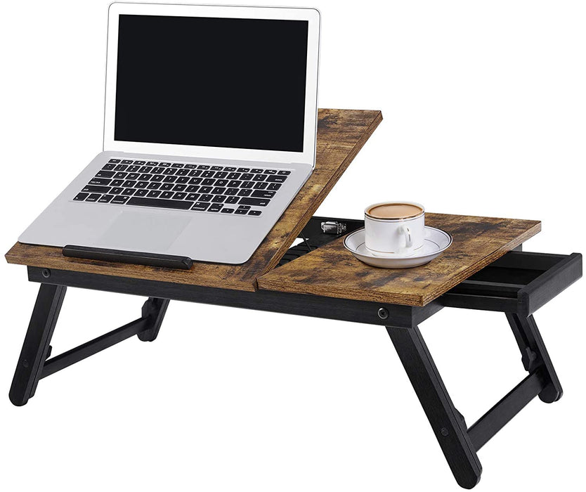 Laptoptisch, Laptopständer, Frühstückstablett, klappbare Beine, für Bett und Sofa, höhenverstellbar, für bis zu 15,6 Zoll Laptops, 55 x 35 x 23 cm