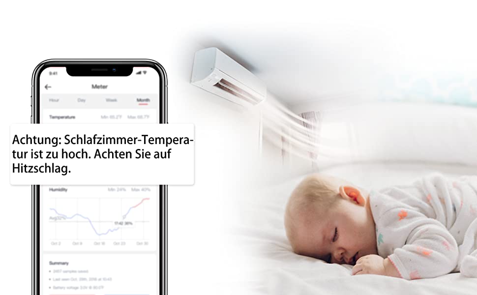 SwitchBot Thermometer Hygrometer Hygrometer Wireless Indoor Feuchtigkeitssensor Add Hub Plus / Mini kompatibel mit Alexa, Google Home, HomePod, IFTTT