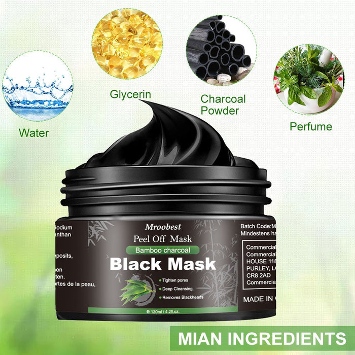 Mitesser Maske, Peel off Maske, Bambus Holzkohle Peel Off Maske, Poren reinigen Anti Öl Kontrolle Reinigung Blackhead Maske, Tiefenreinigung-120ML