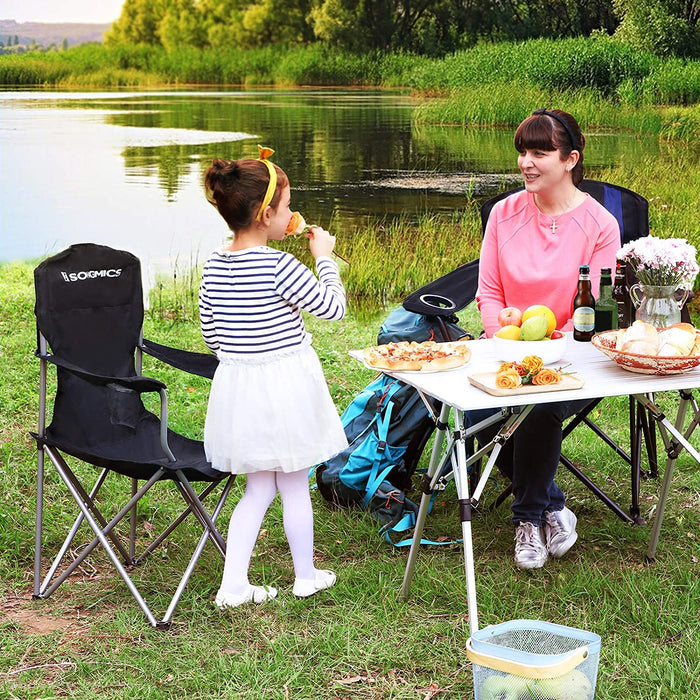 Campingstuhl, 2er-Set, klappbar, komfortabel, Klappstuhl mit robustem Gestell, bis 150 kg belastbar, mit Flaschenhalter, Outdoor Stuhl