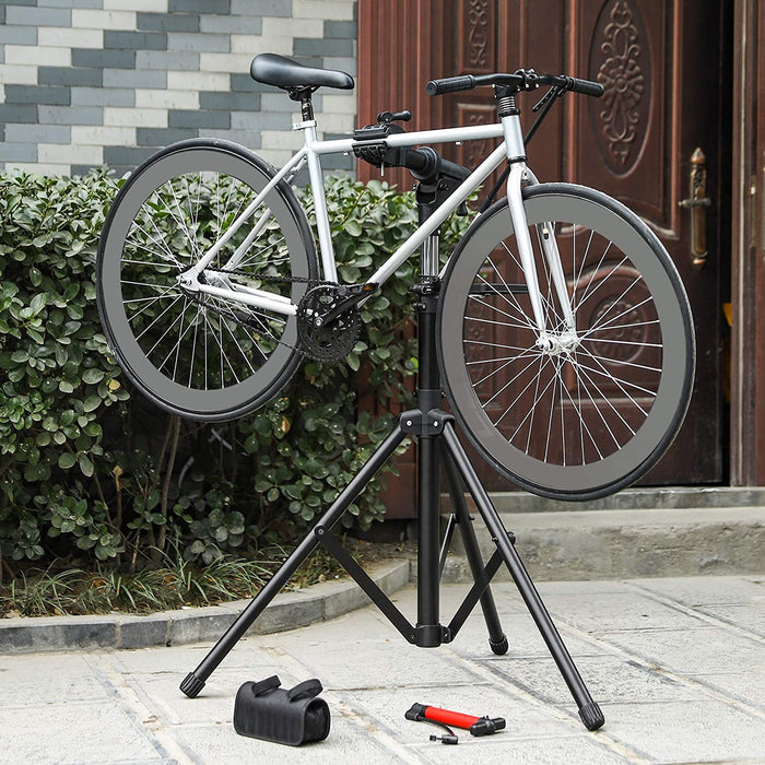 Schwerlast Fahrradmontageständer Reparaturständer mit große Werkzeugablage, Arm aus Aluminiumlegierung, vollen Funktionen für Fahrradreparatur