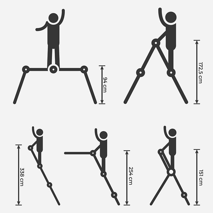 Leiter, Mehrzweckleiter 3,5 m, Trittleiter, Aluleiter, Haushaltsleiter, bis 150 kg, 12 Stufen mit 2 Gerüstplatten, entspricht EN 131, von SGS geprüft