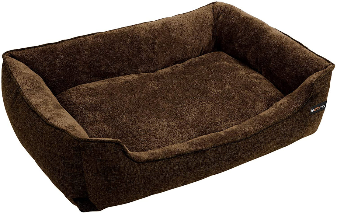 XXL waschbares Hundebett, Bezug abnehmbar und maschinenwaschbar, kuscheliges Hundekissen, Braun 110 x 27 x 75 cm