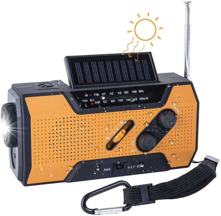 Solar Dynamo Kurbel Radio FM AM, Tragbares Multifunktion Outdoor Novelty Notfallradio mit 2000mAh als Power Bank/Leselampe Alarm/SOS Signal