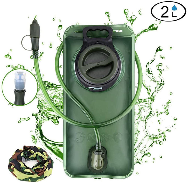 Trinkblase 2 Liter mit auslaufsicherer Wasserreservoir, Military Wasser Aufbewahrung Blase Tasche, BPA-frei Hydration Pack für Wandern Biken Klettern