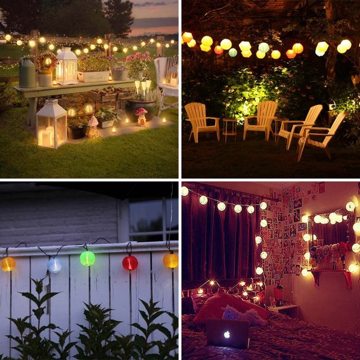 Solar Lichterkette Lampion Außen 6 Meter 30 LED Laternen 2 Modi Wasserdicht Solar Beleuchtung für Garten, Hof, Hochzeit, Fest Deko (Warmweiß)