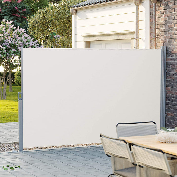 Seitenmarkise, ausziehbar, 200 x 400 cm (H x L), Sichtschutz, Sonnenschutz, Seitenrollo, für Balkon, Terrasse, Garten, beige