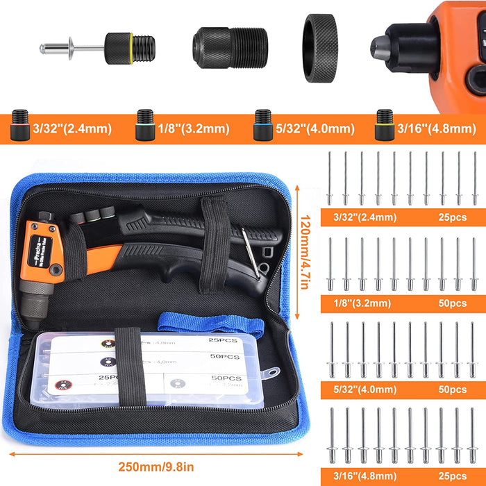 Nietzange Set, Preciva Blindnietzange mit 150 Alu Nieten in 4 Größe Handniet-Zange für Heimwerker