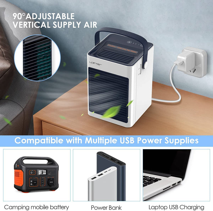 Mini Klimaanlage Mobile, LOFTer 4 in 1 Luftkühler Mobile klimageräte Portatile Air Cooler USB Luftbefeuchtung Ventilator