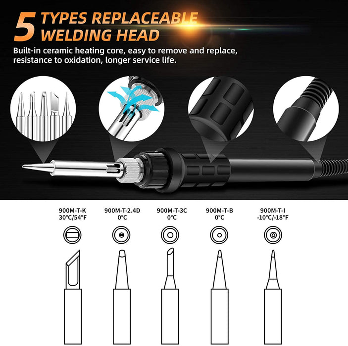 Lötstation 60W Lötkolben Set mit LCD-Anzeige 90-480℃ einstellbarer Temperatur Lötkolben Soldering Station gleichbleibende Temperatur