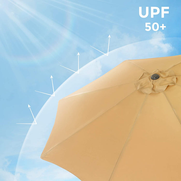 Sonnenschirm, Ø 300 cm, Gartenschirm, Marktschirm, UV-Schutz bis UPF 50+, Terrassenschirm, Sonnenschutz, knickbar, mit Kurbel, ohne Ständer, Garten, Balkon, Terrasse, taupe