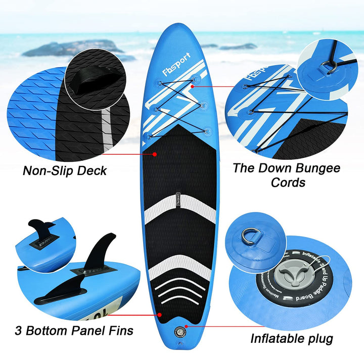 SUP Board, Stand Up Paddle Board, Aufblasbare Boards für Stand-Up Paddling 15CM Dick, Premium SUP Paddelbrett Kit mit 3-TLG verstellbares Alu-Paddel