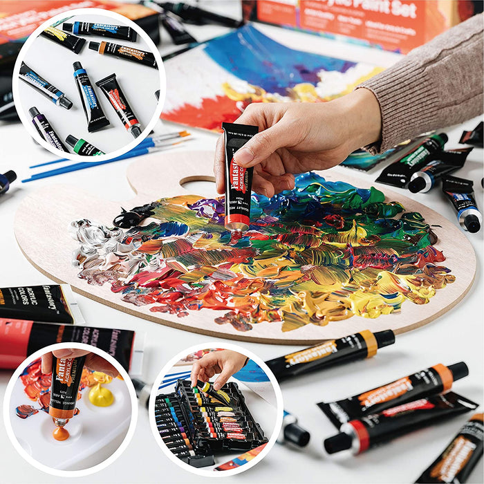 Acrylfarben Set, Fantastische Farben, 24 Farben（22×22ml & 2×75m) Nicht Verblassend, Wasserdicht, Reiche Pigmente für Maler, Leinwand, Holzton