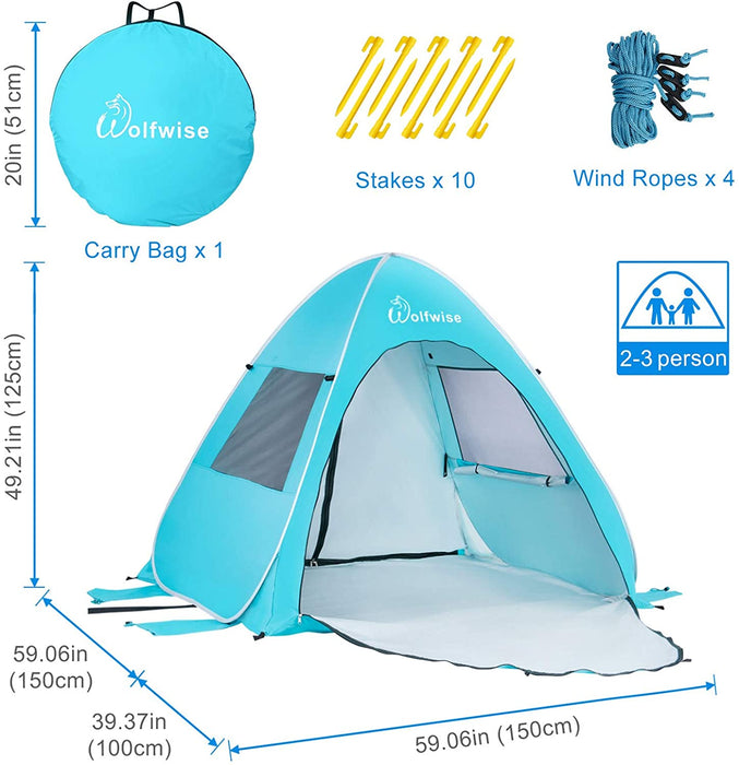 UV-Schutz 50+ Pop up Strandmuschel Automatisches Strandzelt mit Ausziehbarer Boden Familien Portable Baby Beach Zelt in Outdoor Tragbar Wurfzelt