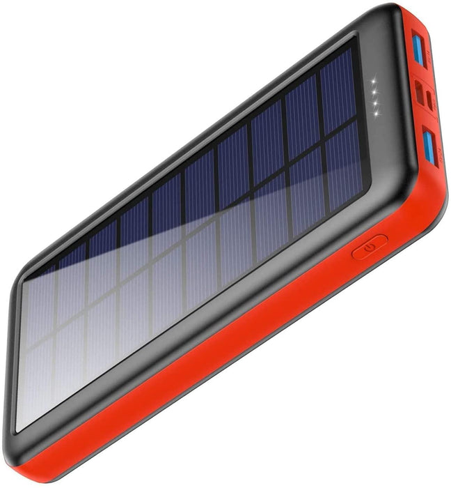 Solar Powerbank 26800mAh -【Drei Wahlmöglichkeiten für Type-C, Micro USB oder Solarpanel-Eingänge】- Solarladegerät Externer Akku Power Bank Backup