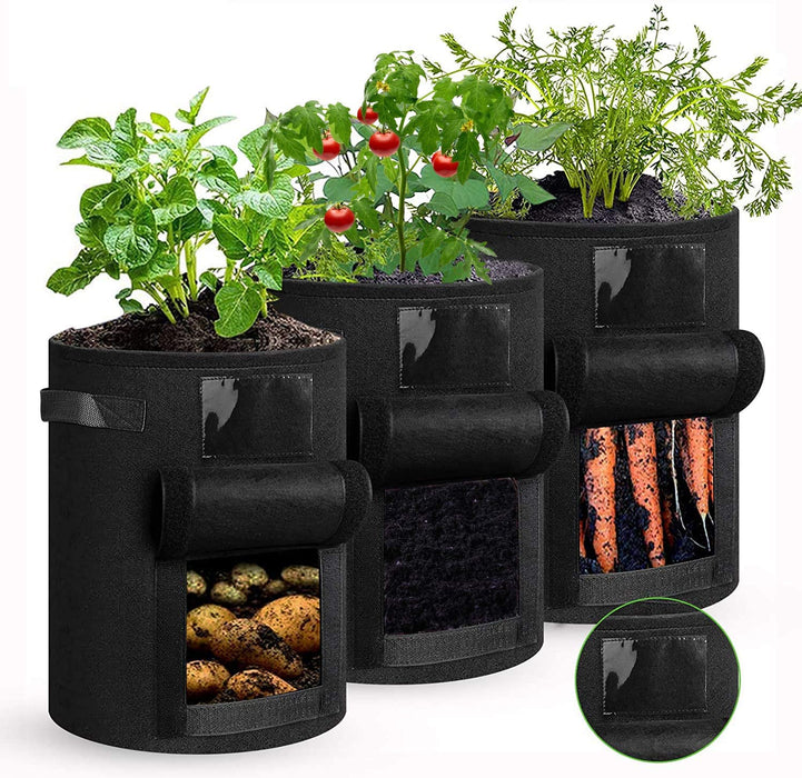 3 Stück Kartoffel Pflanzsack, 7 Gallonen Pflanzen Tasche mit Griffen, Blumen Pflanzbeutel, Große Gemüse Pflanzgefäße Töpfe Container für Garten