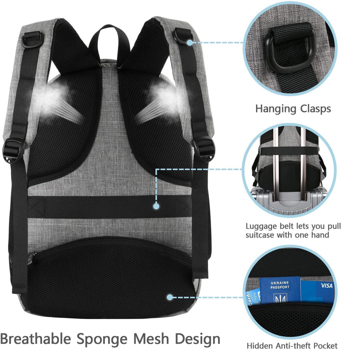 Laptop Rucksack, 17,3 Zoll Anti Diebstahl Tasche Herren Arbeit Rucksack Wasserfeste College Schulrucksack mit USB Ladeanschluss für Männer, Frauen