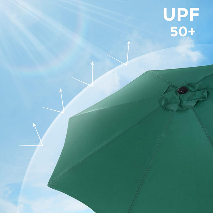 Sonnenschirm, Ø 300 cm, Gartenschirm, Marktschirm, UV-Schutz bis UPF 50+, Terrassenschirm, Sonnenschutz, knickbar, mit Kurbel, ohne Ständer, Garten, Balkon, Terrasse, dunkelgrün