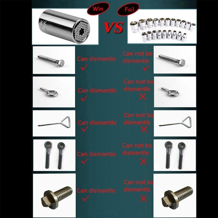 Steckschlüssel Newder Universalschlüssel Universal Nuss Universal-Steckschlüssel Multi Funktions Handwerkzeuge 7-19mm mit 105° Winkelschrauber