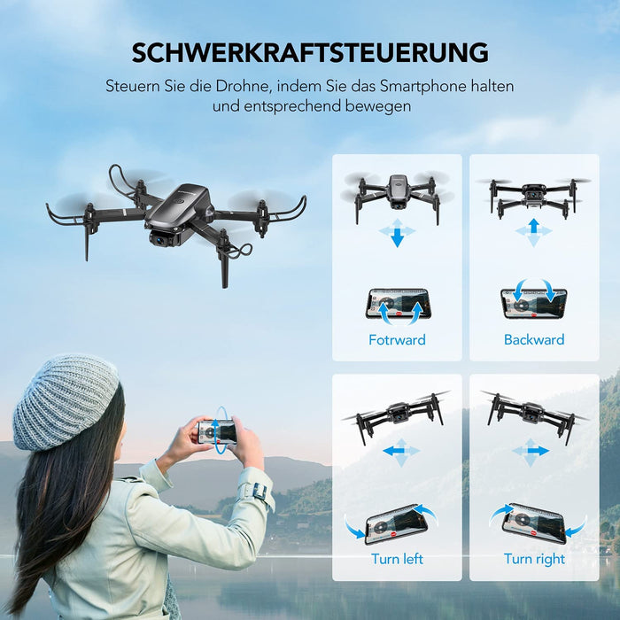 Mini Drohne für Kinder mit Kamera 1080P HD Faltbare Drohne RC Quadrocopter mit 2 Akkus, Handy Steuerung, 3D Flip, Höhenhaltung, Headless Modus