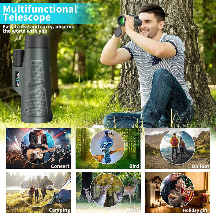 Monokular Teleskop, Vitovill 12x55 HD Starscope Monokulare Fernrohr Wasserdicht mit Smartphone Halter & Stativ, BAK4-Prisma und FMC, Teleskop