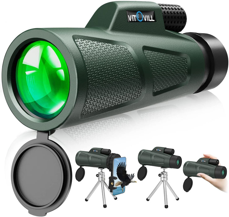 Monokular Teleskop, Vitovill 12x55 HD Starscope Monokulare Fernrohr Wasserdicht mit Smartphone Halter & Stativ, BAK4-Prisma und FMC, Teleskop