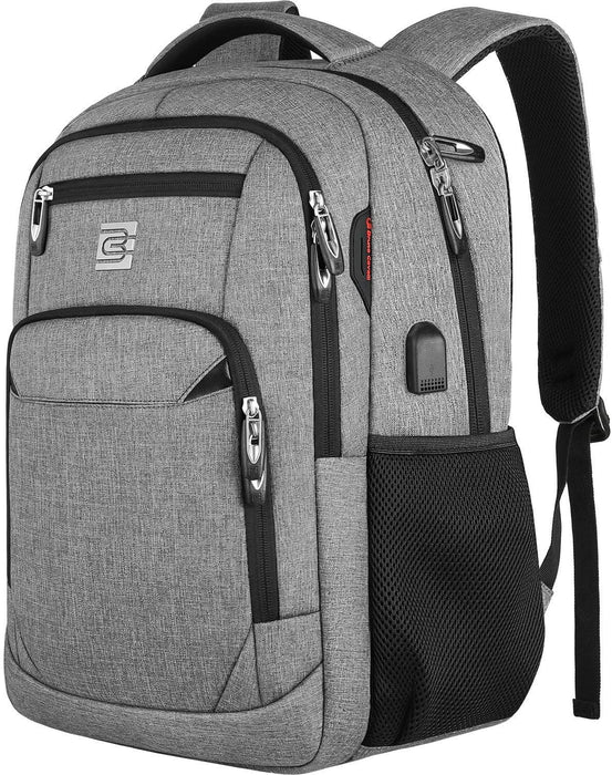 Laptop Rucksäcke mit USB-Ladeanschluss Herren Damen für Arbeit Schule Uni Schulrucksack für Jungen Teenager mit Laptopfach & Anti Diebstahl Grau