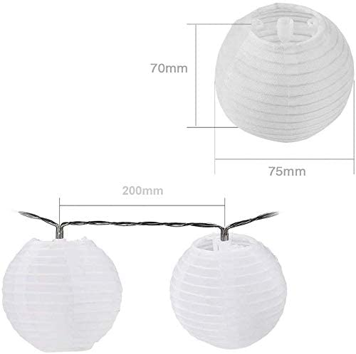 Solar Lichterkette Lampion Außen 6 Meter 30 LED Laternen 2 Modi Wasserdicht Solar Beleuchtung für Garten, Hof, Hochzeit, Fest Deko (Warmweiß)