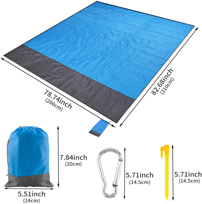 Stranddecke Picknickdecke Sandfreie Strandmatte Wasserdicht Leicht 79 x 83 Zoll Faltbare tragbare Taschendecke Übergroße Picknickdecke Campingmatte